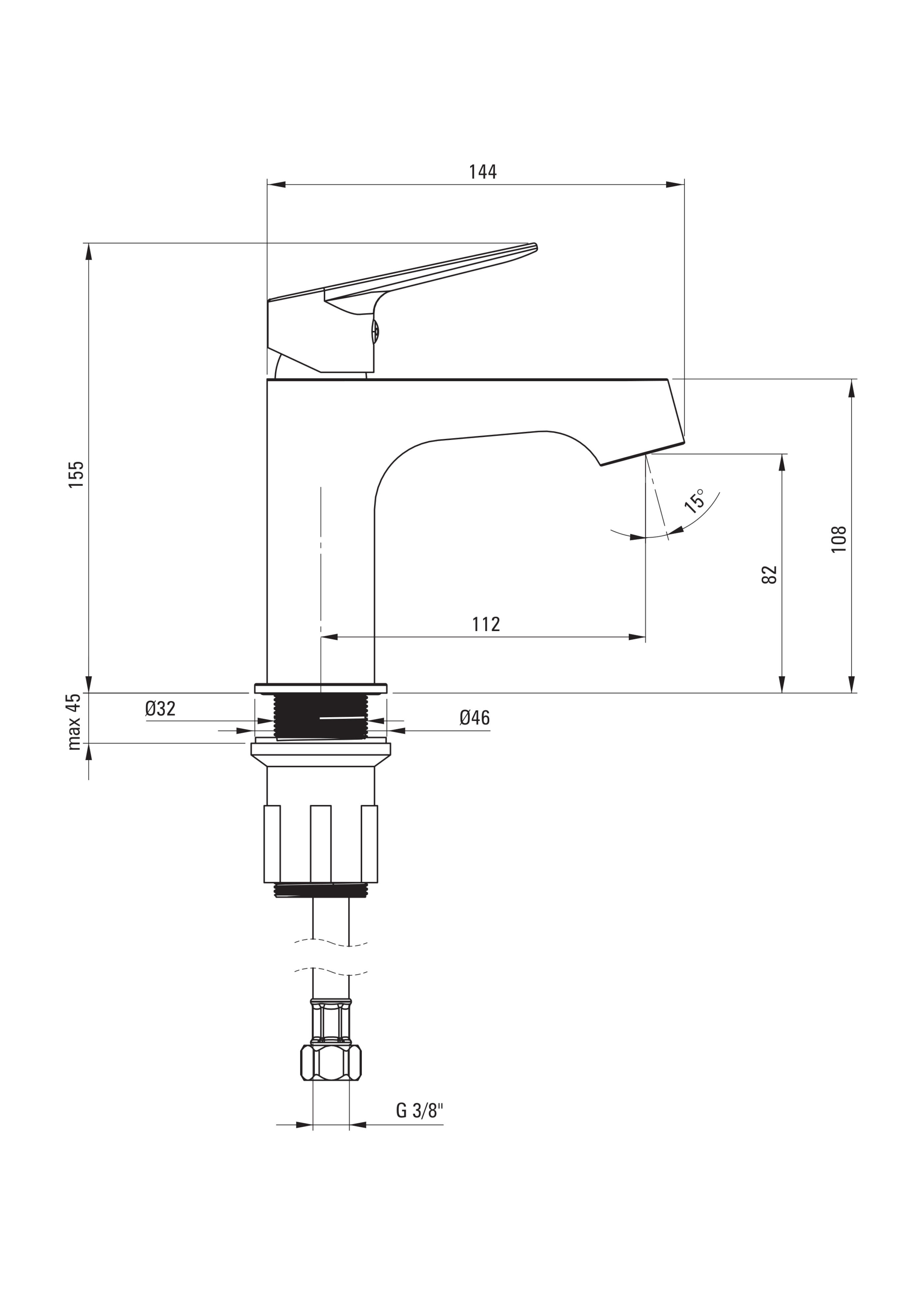Bateria umywalkowa stojąca Deante Lemon chrom - 2