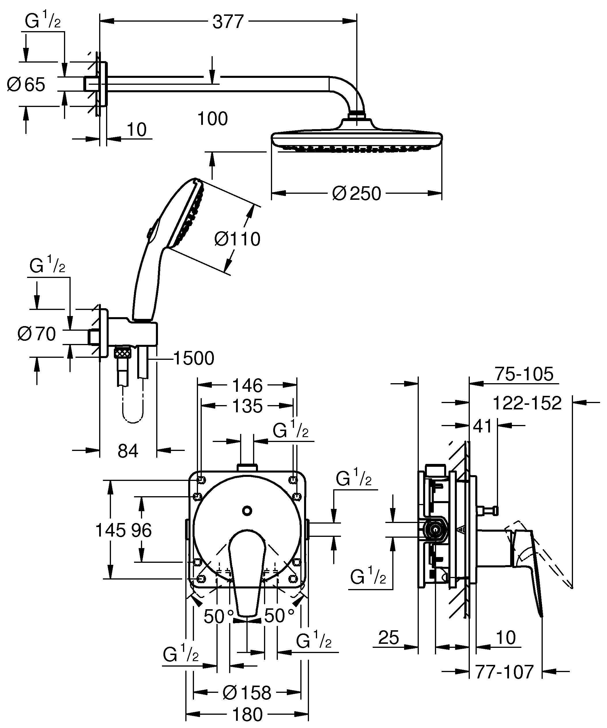 Zestaw prysznicowy punktowy Grohe Start Edge chrom - 2