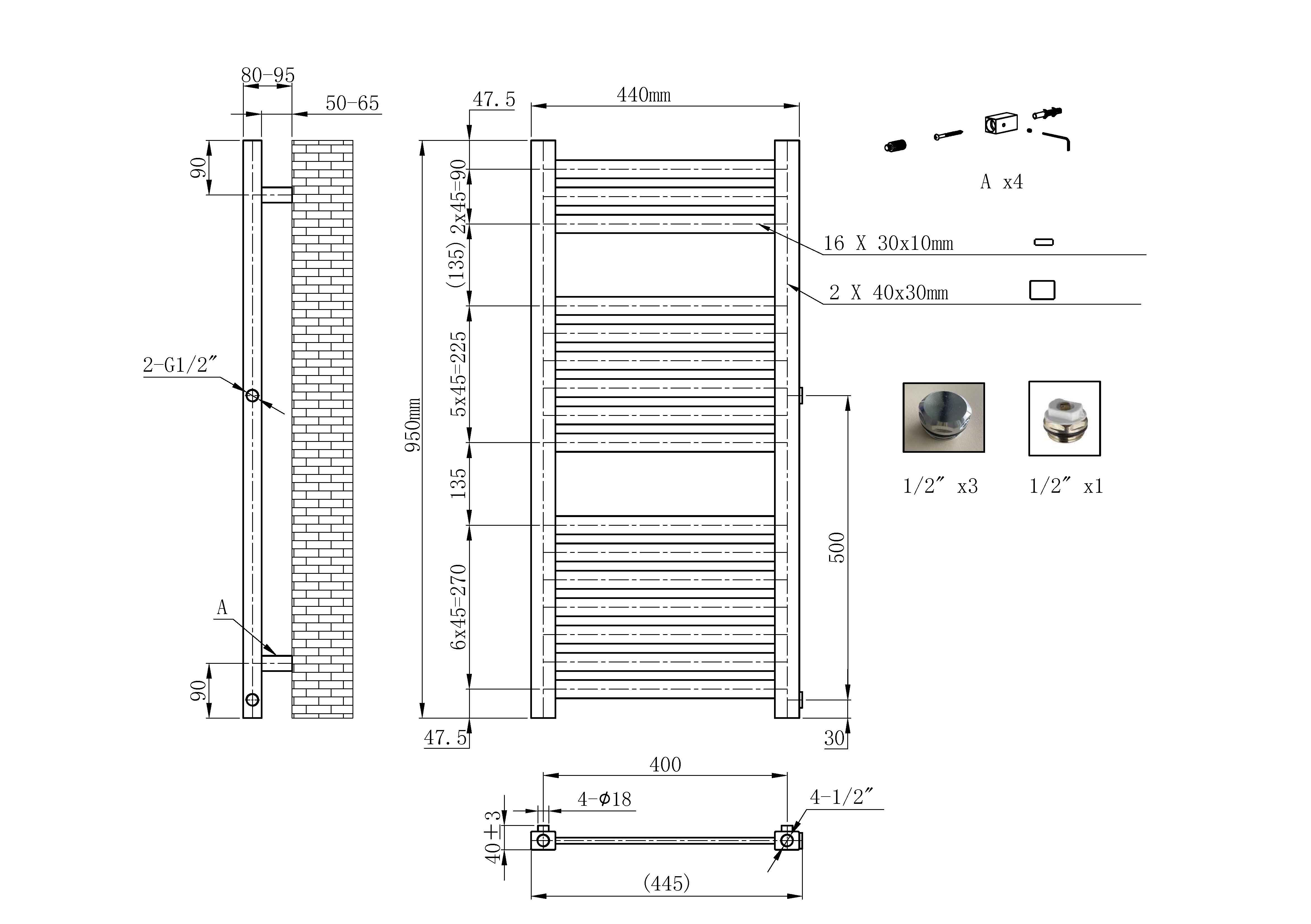 Grzejnik łazienkowy BERYL PLUS 950X440 358W biały - 5