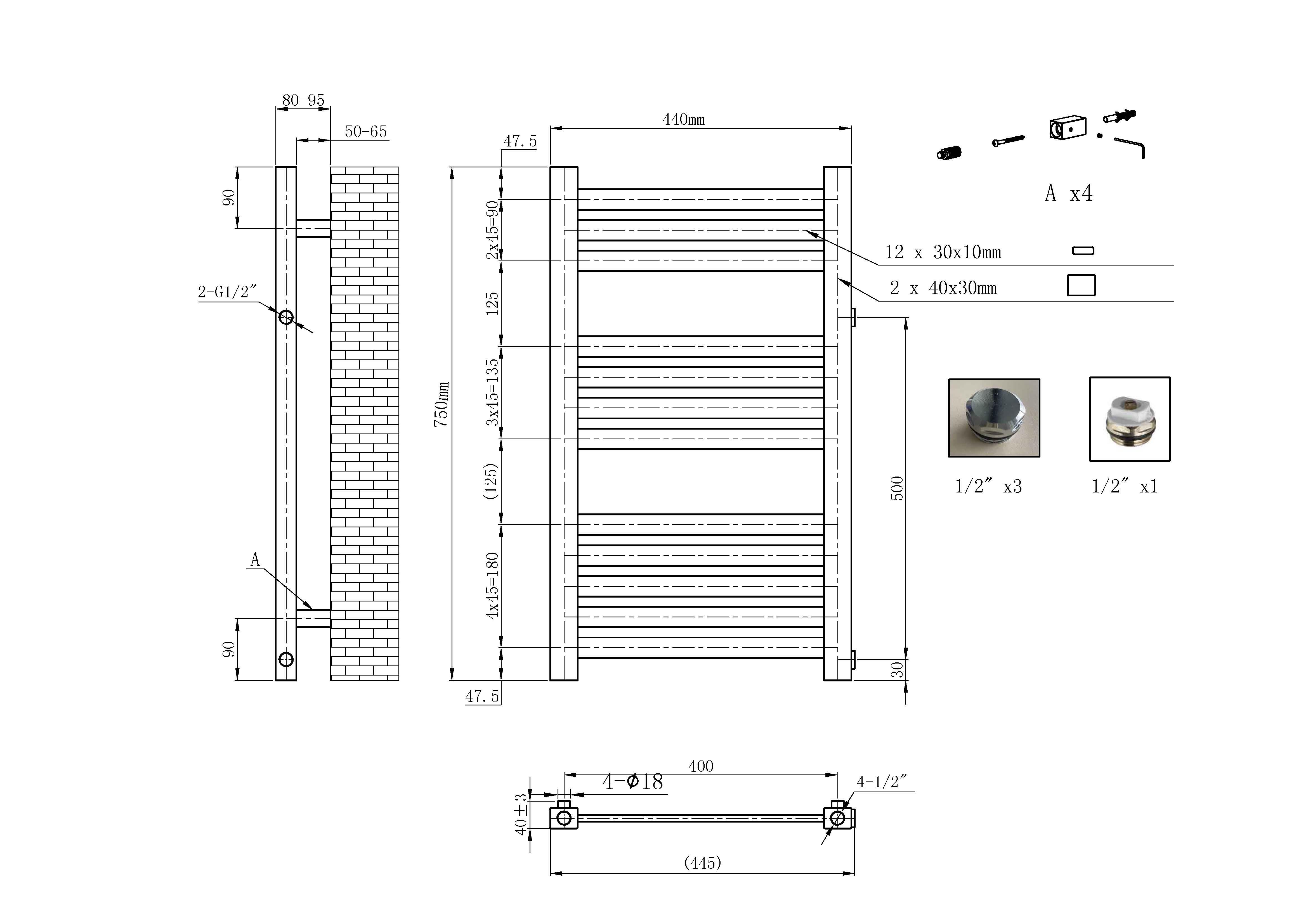Grzejnik łazienkowy BERYL PLUS 750X440 283W czarny - 5
