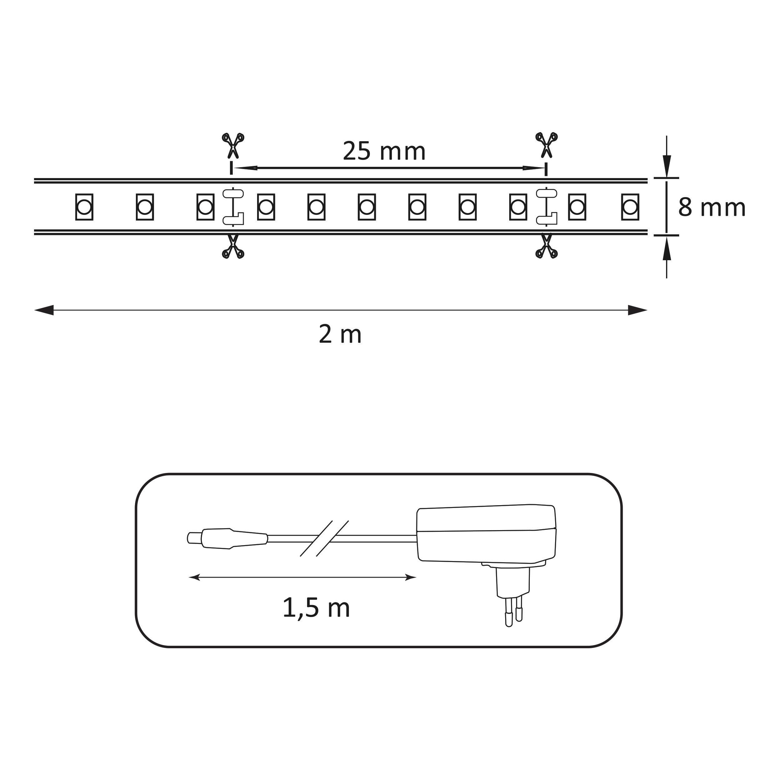 Zestaw taśma LED SMD 1000lm/W 4000K 2m IP20 zasilacz, włącznik - 2