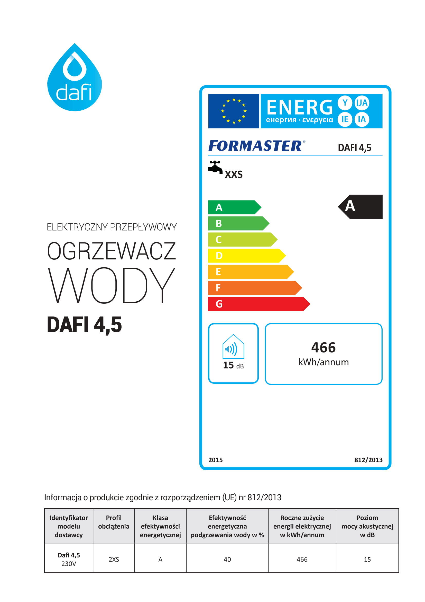 Elektryczny ogrzewacz wody Dafi 4,5 kW podumywalkowy - 3