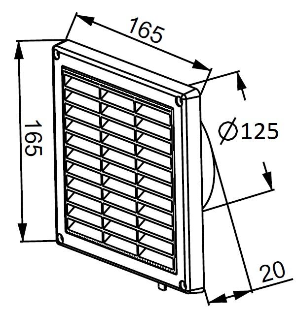 Kratka wentylacyjna Styl 14x14/fi 125 T34 żaluzja biała - 2