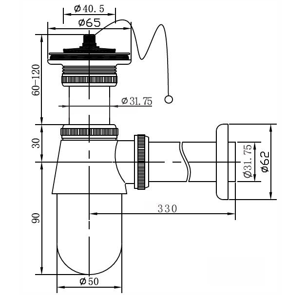 Syfon umywalkowy butelkowy Axus 32 mm chrom - 2