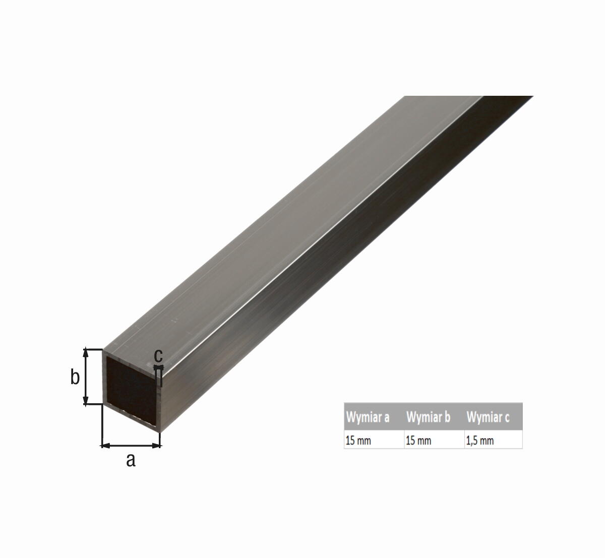 Rurka prostokątna stal nierdzewna 1000x15x15x1.5 mm - 2