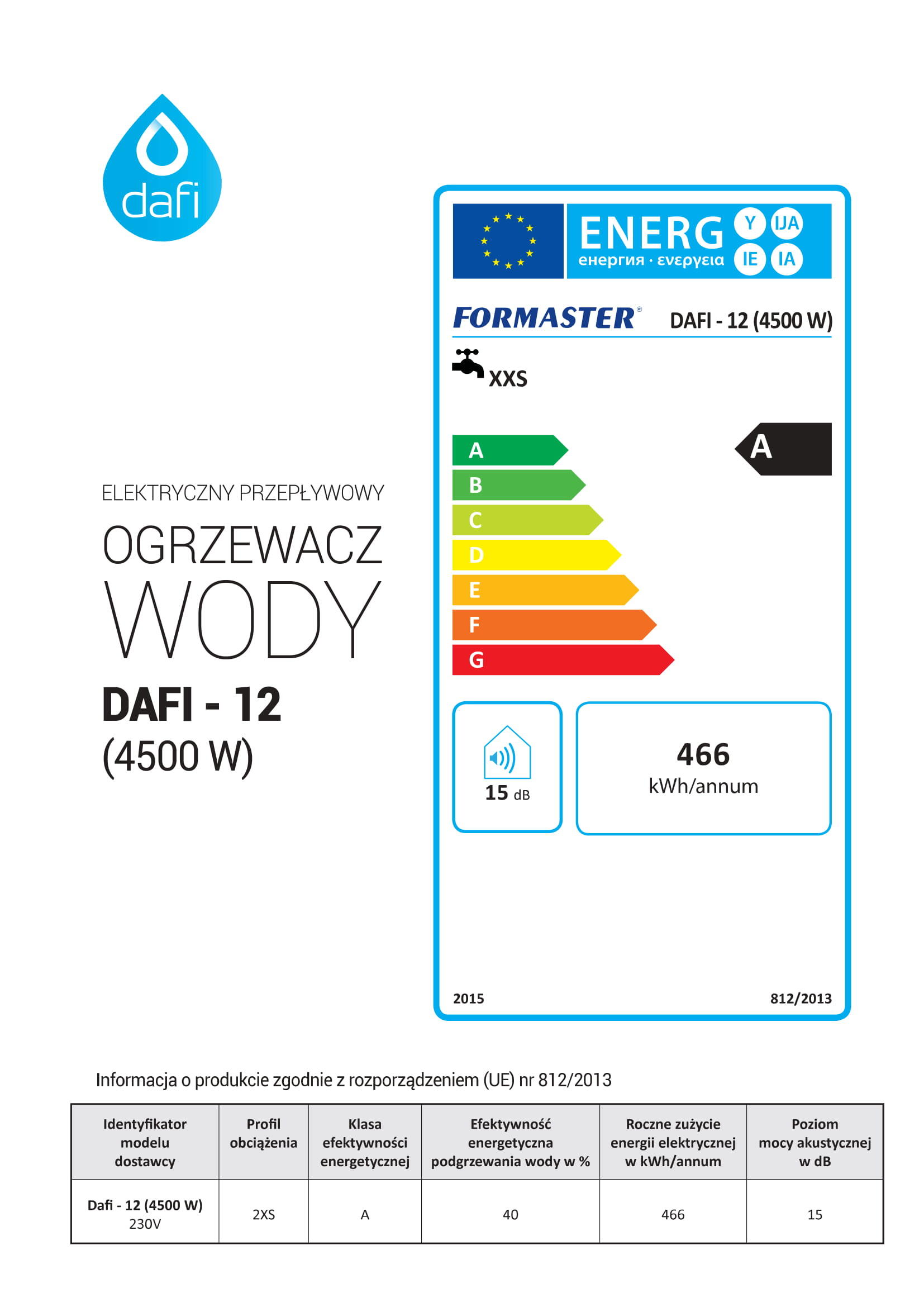 Elektryczny ogrzewacz wody Dafi 4,5 kW nadumywalkowy - 2