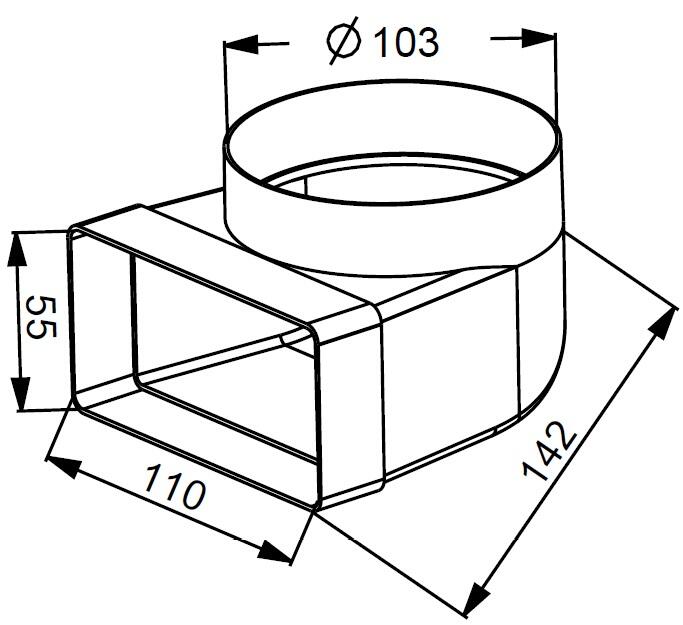 Kolano łącznikowe 55x110/fi 100 KP55-23 - 3