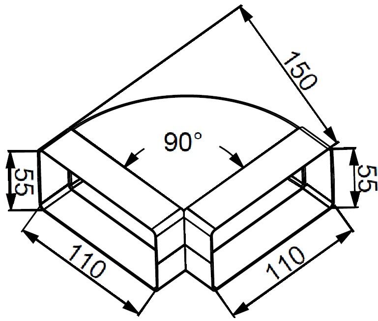 Kolano poziome płaskie 55x110 90st KP55-24 - 3