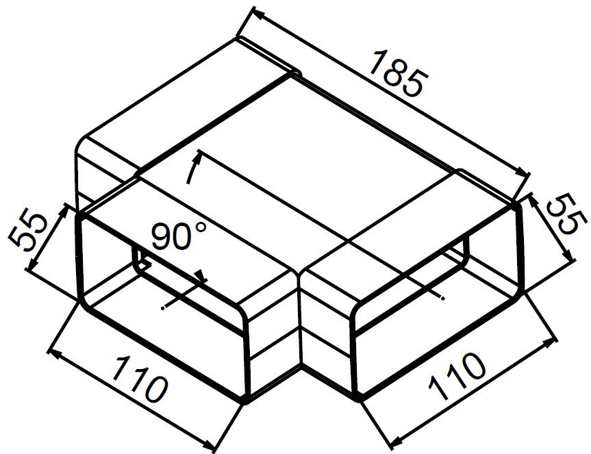 Trójnik poziomy płaski 55x110 KP55-26 - 3