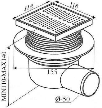 Kratka ściekowa boczna fi 50 mm metalowa - 2