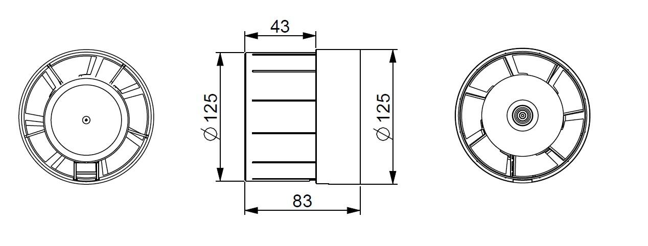 Wentylator kanałowy WKA125 z kostką - 2