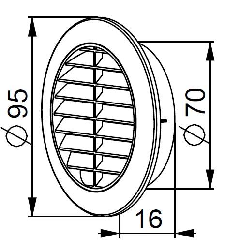 Kratka wentylacyjna Mini fi 70 T75 biała - 2