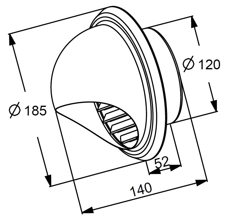 Wyrzutnia czerpnia nierdzewna fi 125 WMN125 - 2