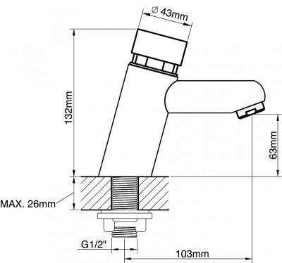 Bateria czasowa umywalkowa Valvex Timepress chrom - 2