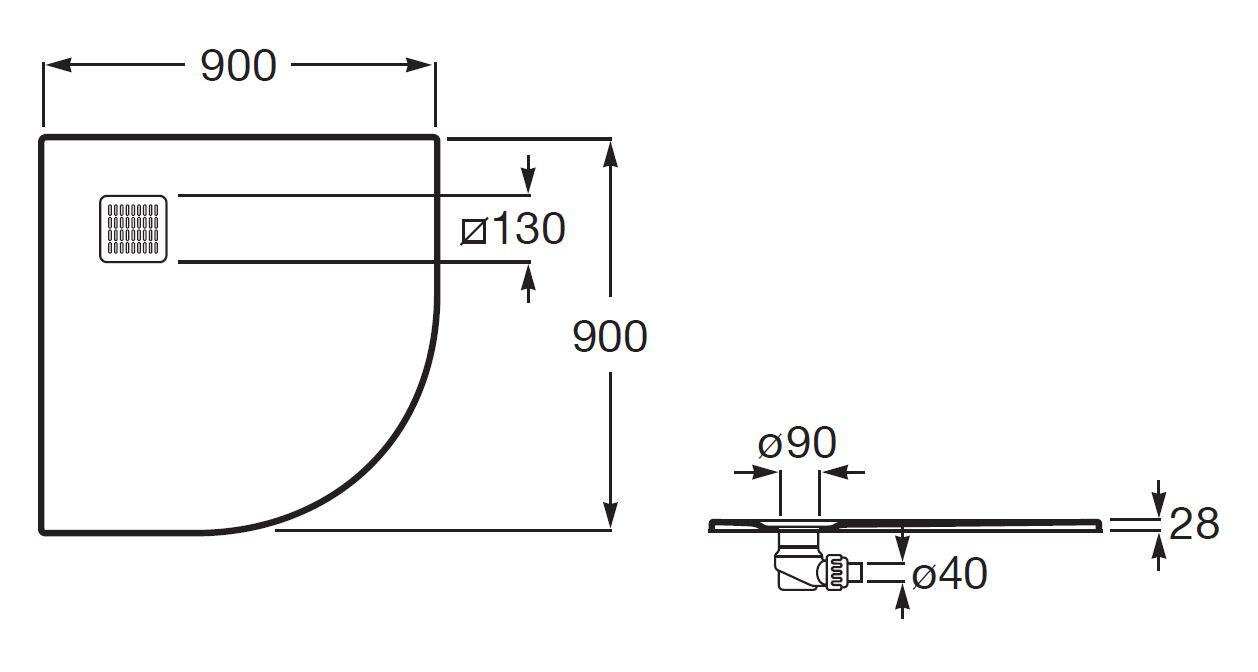 Brodzik kompozytowy Roca Terran 90x90 AP10538438401 - 2