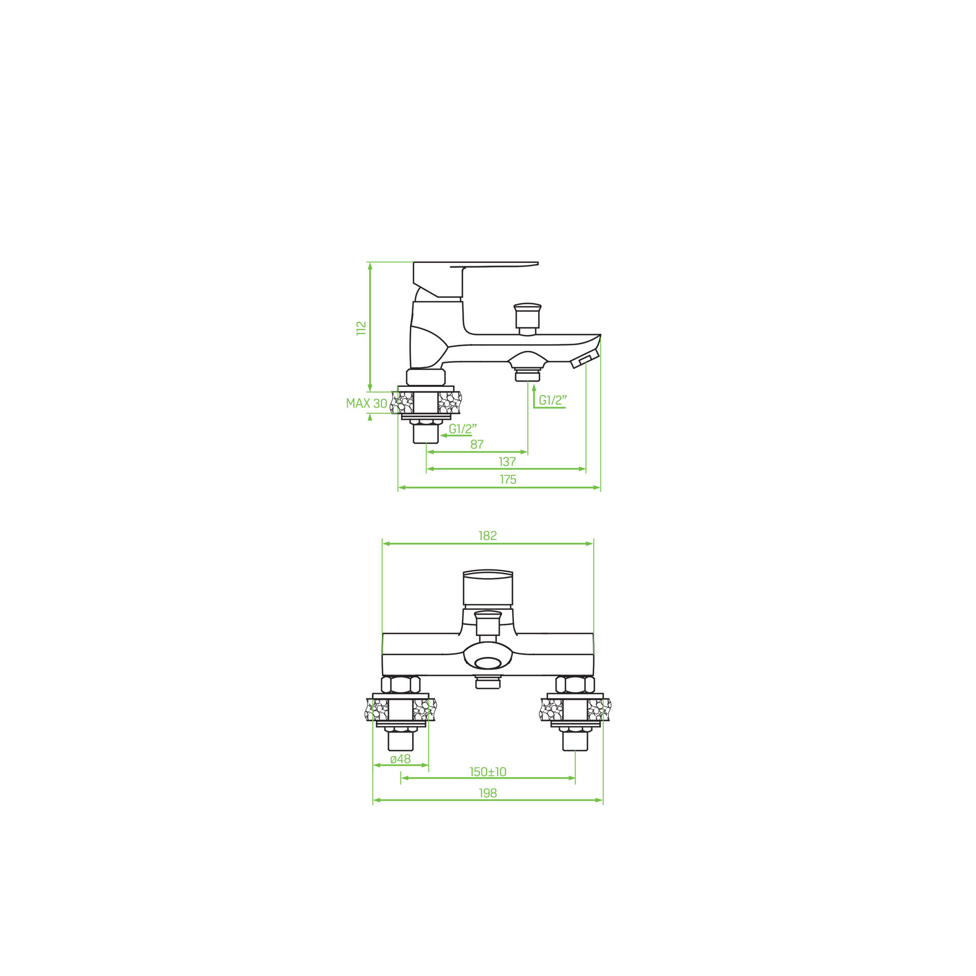 Bateria nawannowa Laveo Appia 2-otworowa chrom - 2