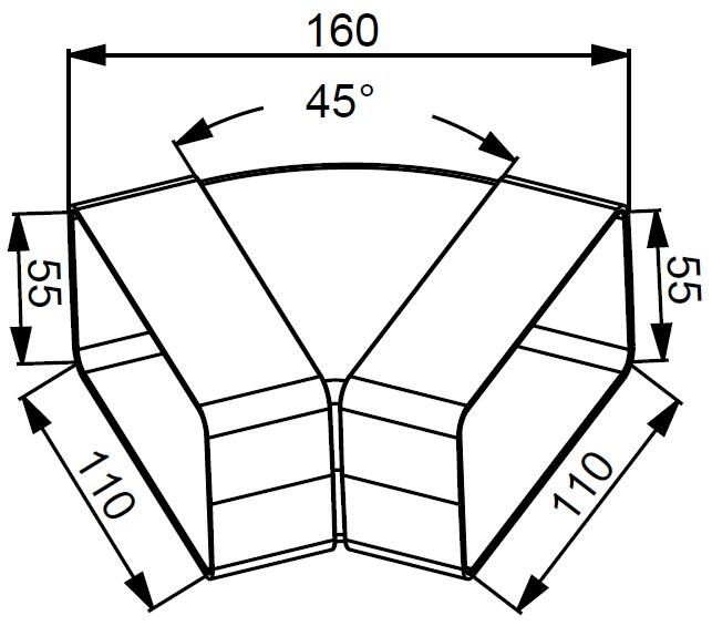 Kolano poziome płaskie 55x110 45st KP55-24/45 - 2