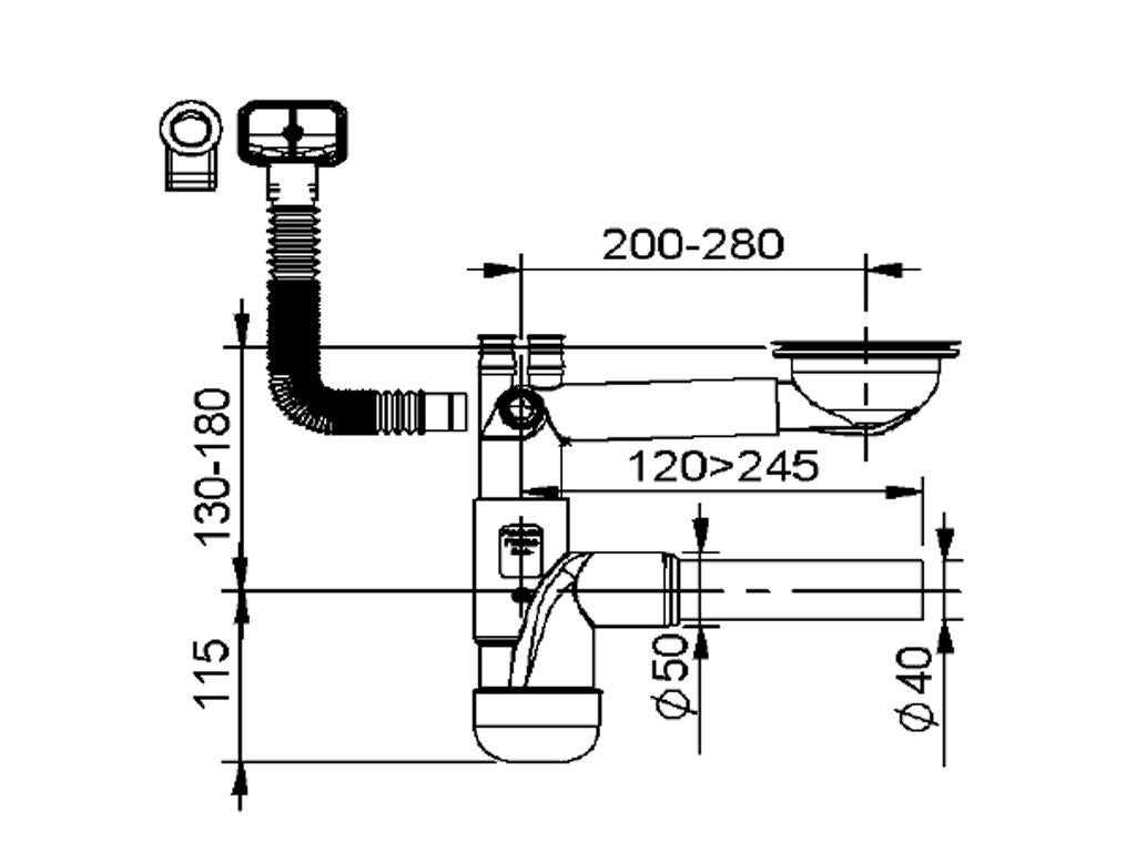 Syfon zlewozmywakowy Flexloc Pro 1-komorowy 90 mm - 3