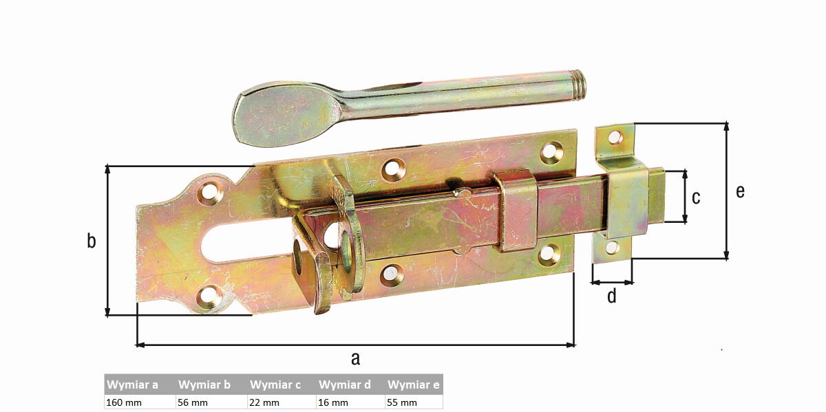 Zasuwa zamkowa do drzwi stajennych 160x56 mm - 2