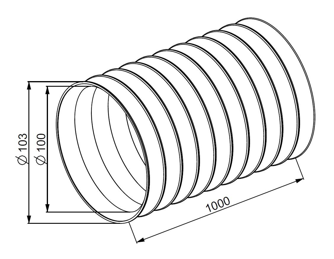 Kanał elastyczny aluminiowy fi 100 1,0mb KF100-10 - 2