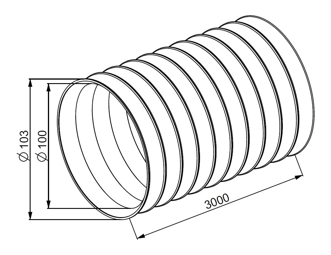Kanał elastyczny aluminiowy fi 100 3,0mb KF100-30 - 2