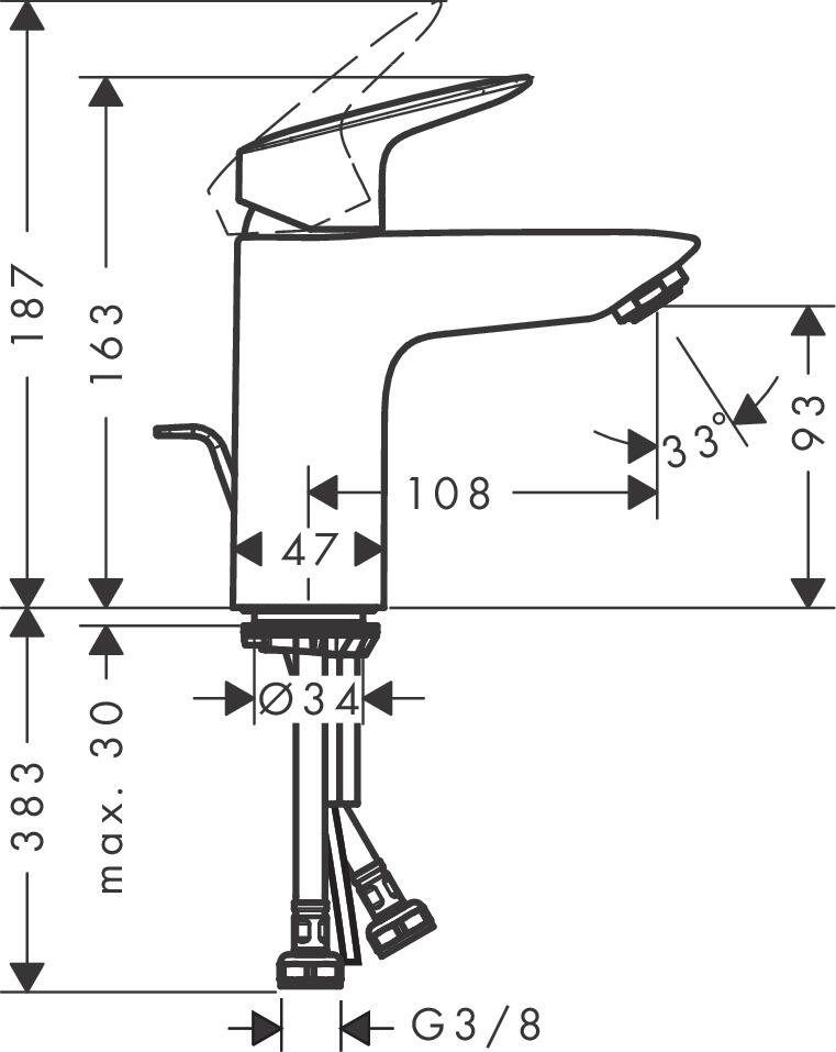 Bateria umywalkowa Hansgrohe Mycube L chrom - 3