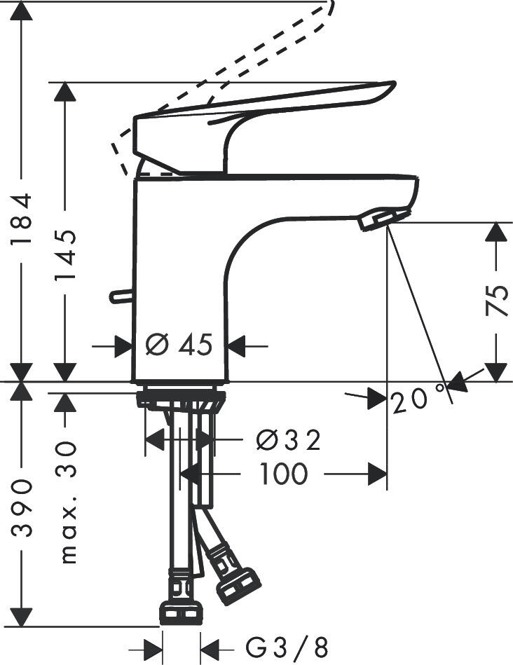 Bateria umywalkowa Hansgrohe Logis E chrom - 3
