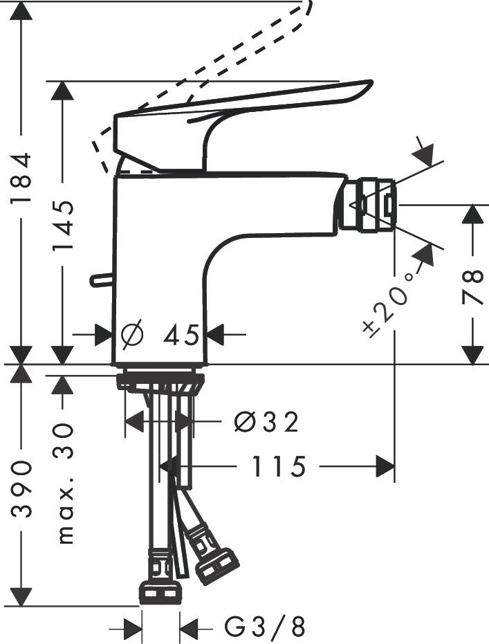 Bateria bidetowa Hansgrohe Logis E chrom - 3