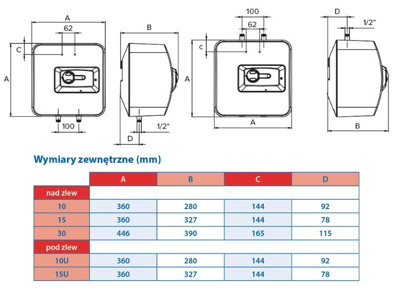 Elektryczny ogrzewacz wody Simat 30 l nadumywalkowy - 2
