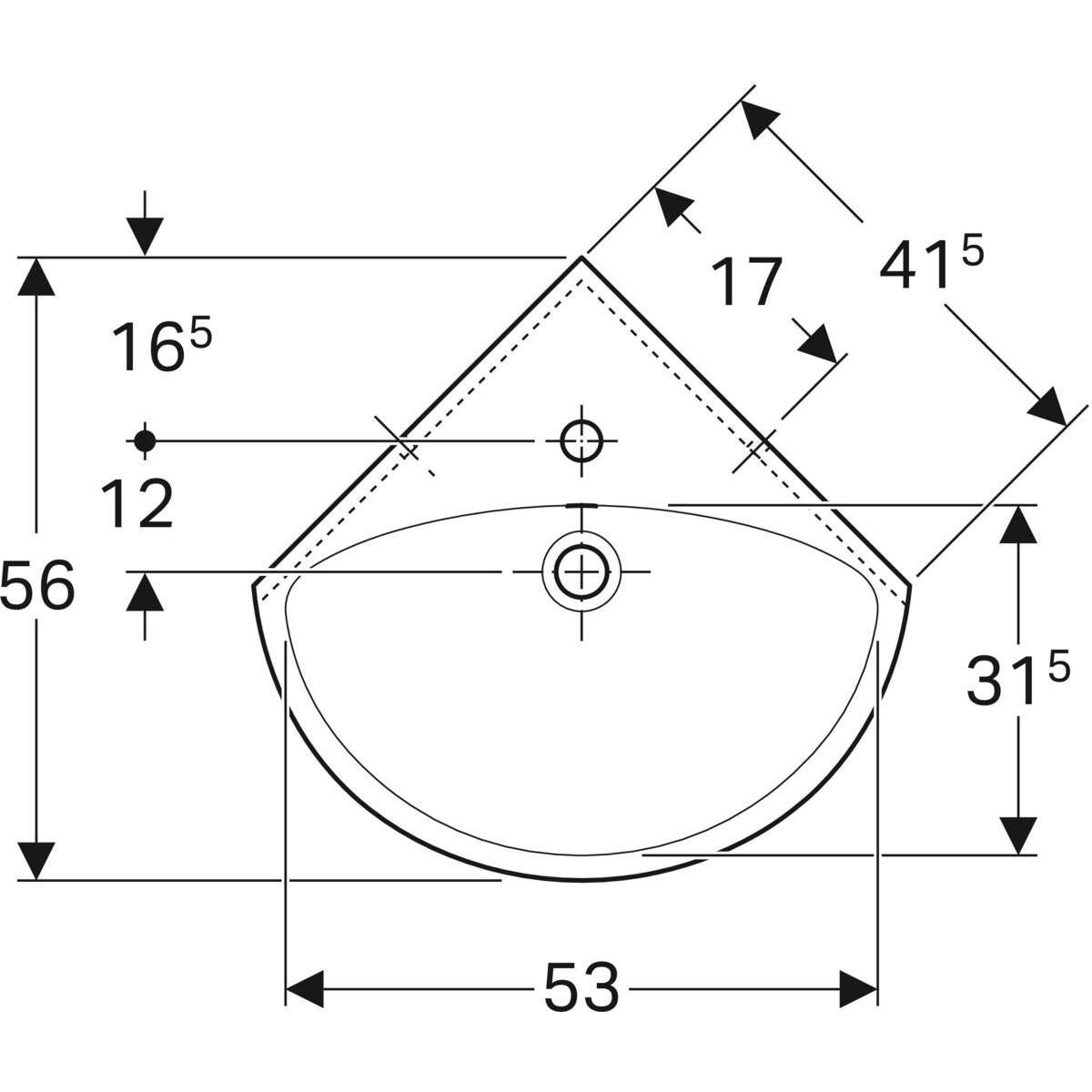 Umywalka Geberit Selnova 50 cm narożna 501.050.00.5 - 3