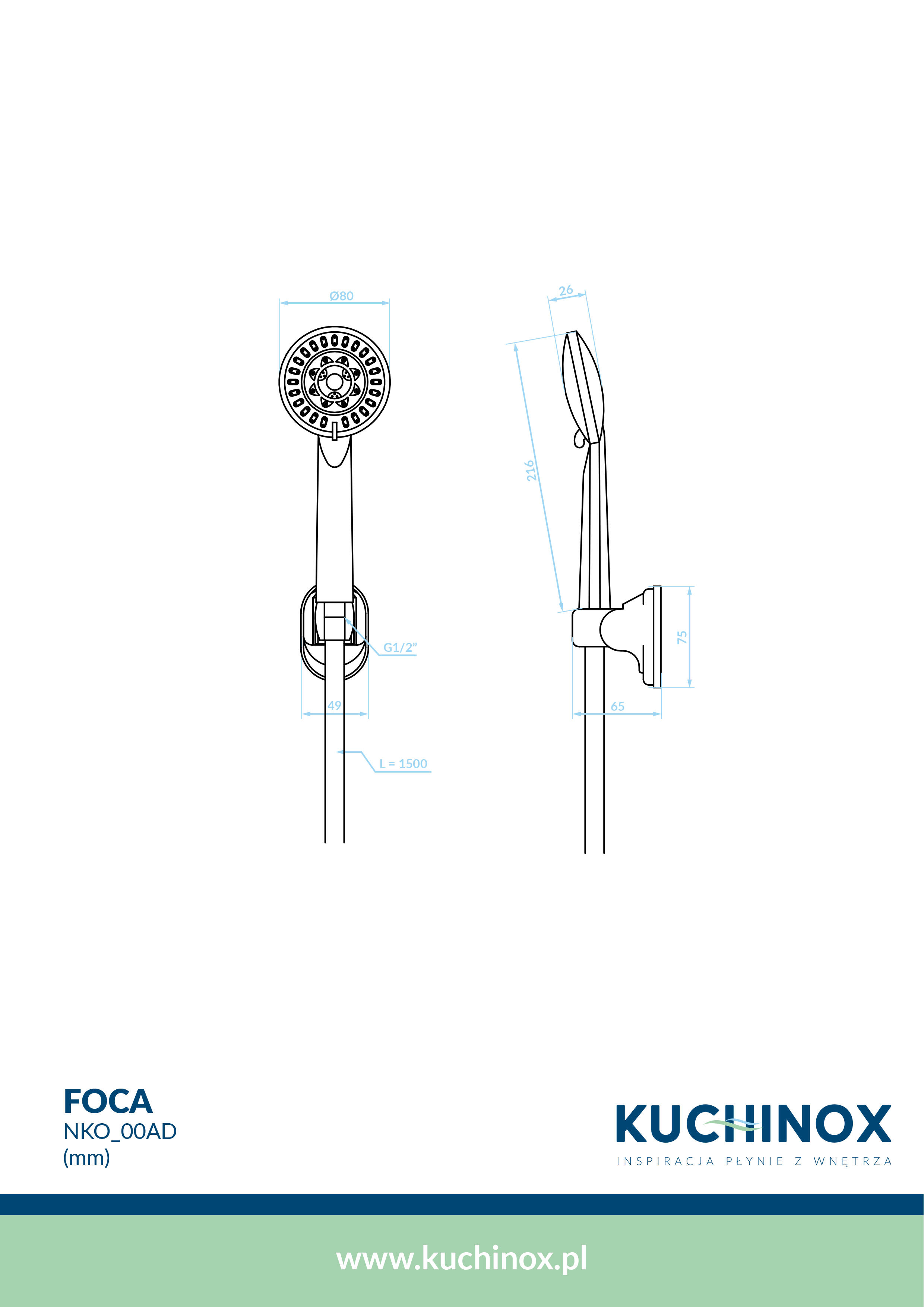 Zestaw prysznicowy punktowy Kuchinox Foca chrom - 2