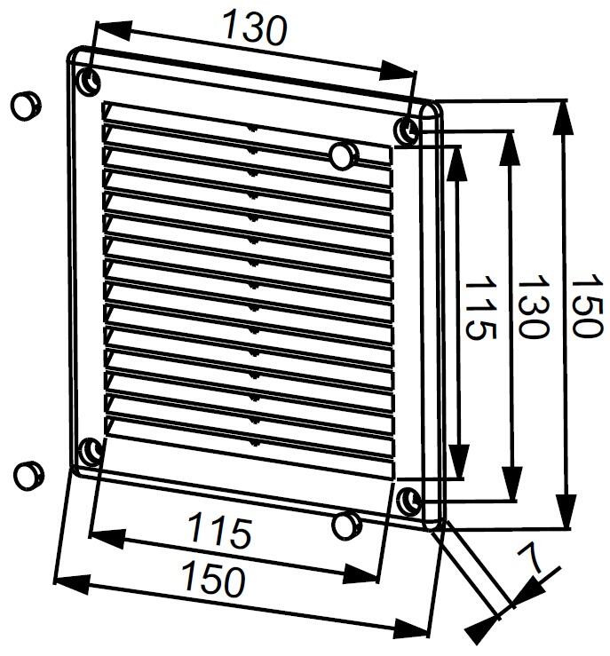 Kratka wentylacyjna TRU 15x15 TRU2 biała - 2
