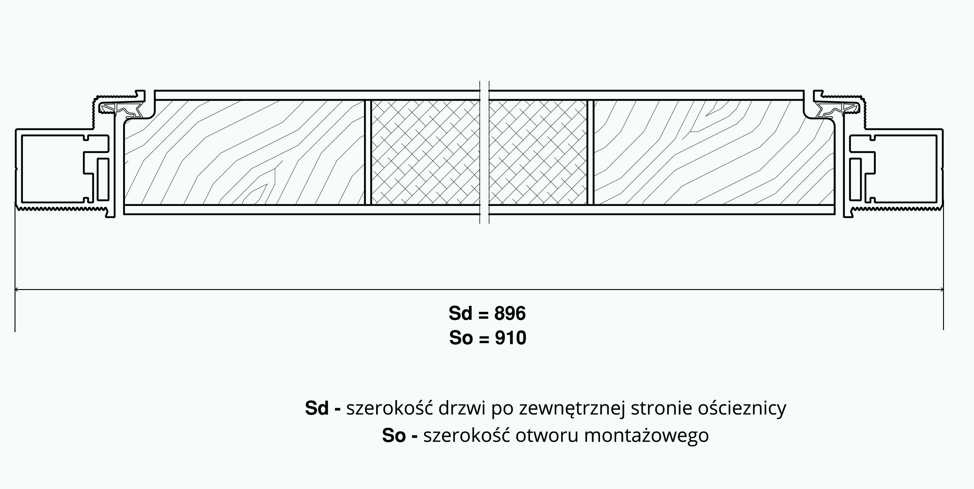 Ościeżnica stała Harmony 80 lewa surowa do wewnątrz komplet - 2