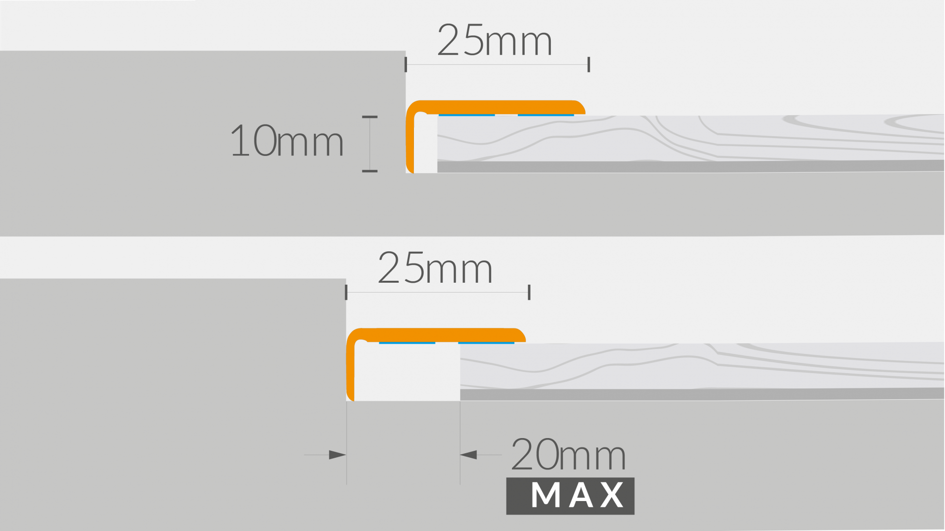 Profil podłogowy CS25 zakończeniowy 1200x25x10 aluminiowy srebrny - 2