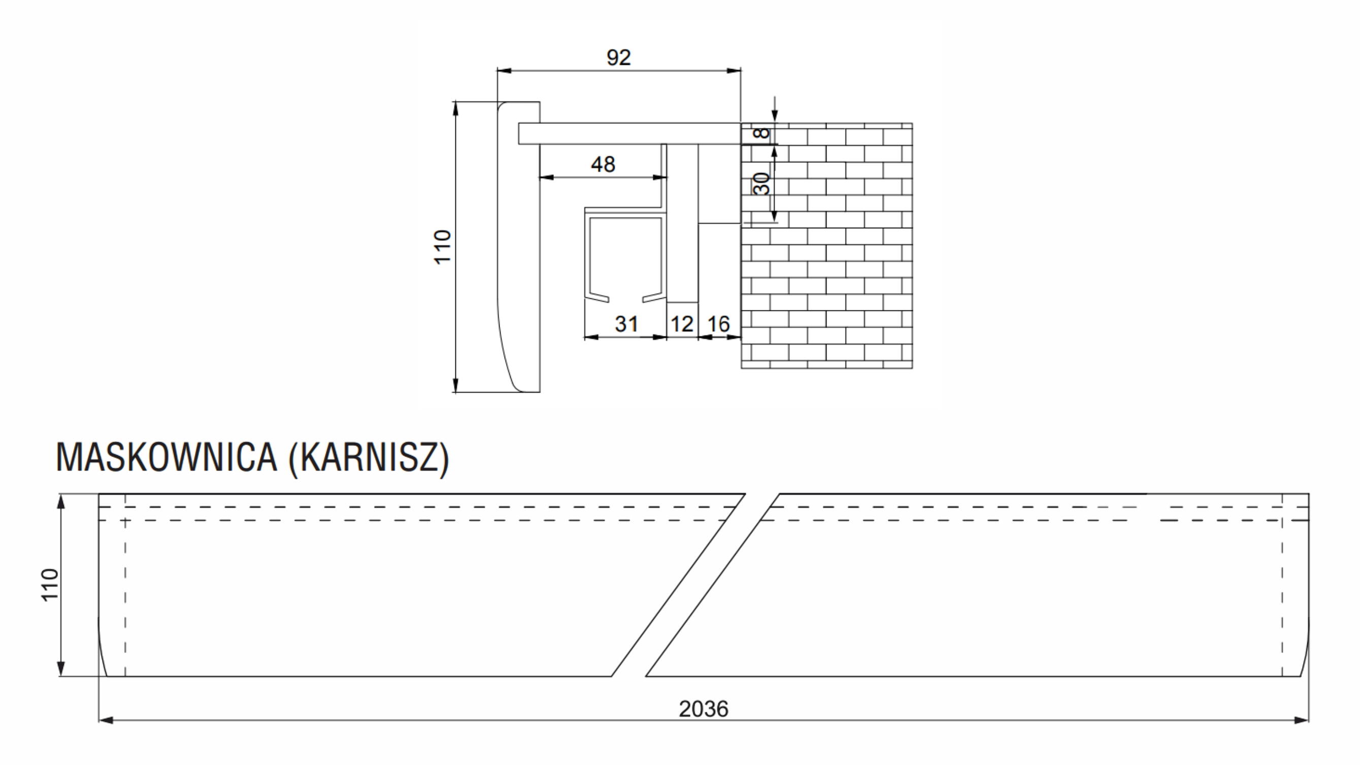 System przesuwny z karniszem biały FF - 2
