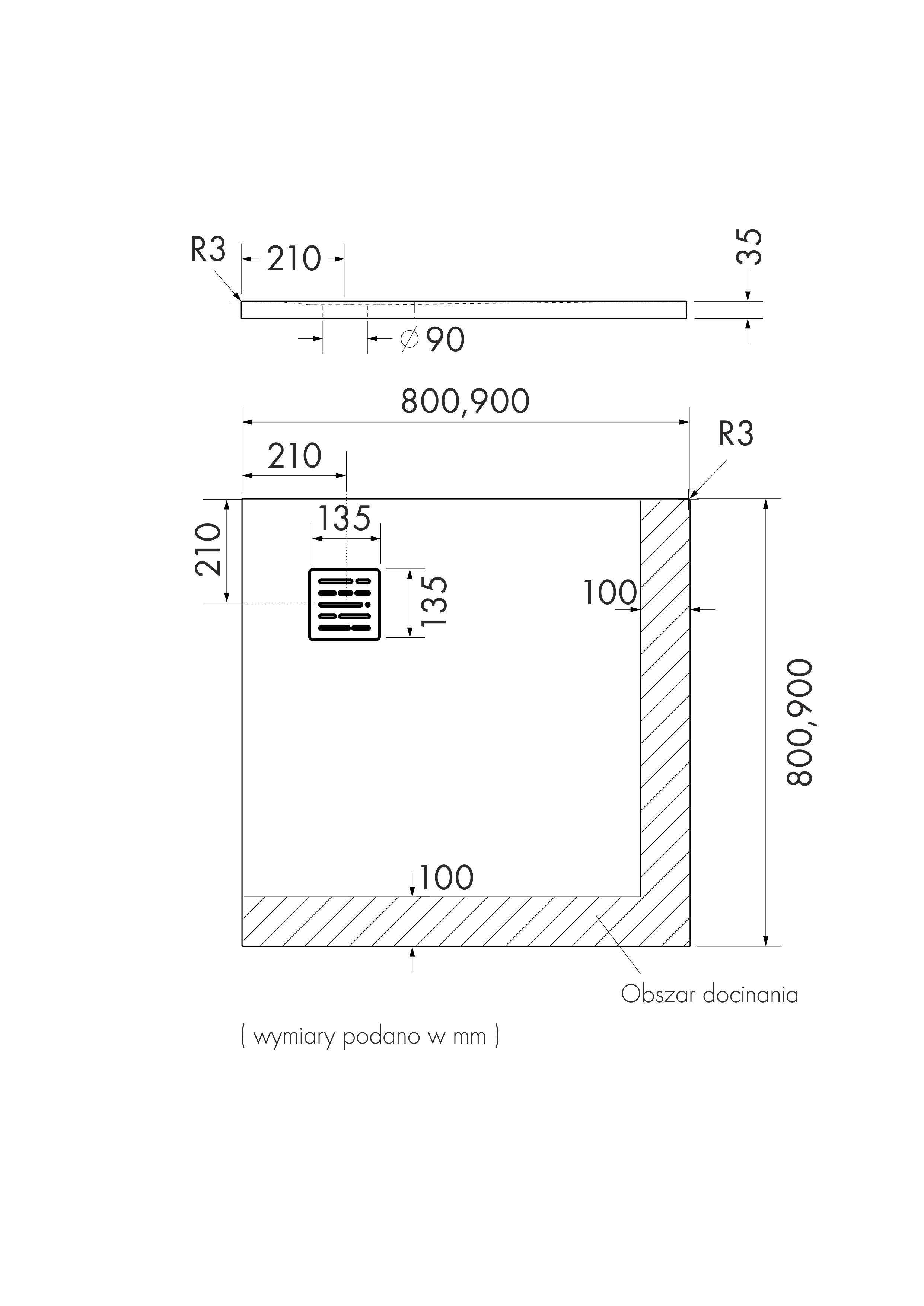 Brodzik kompozytowy Atakamit BRNSD-1-9090-K/CT/ST - 2