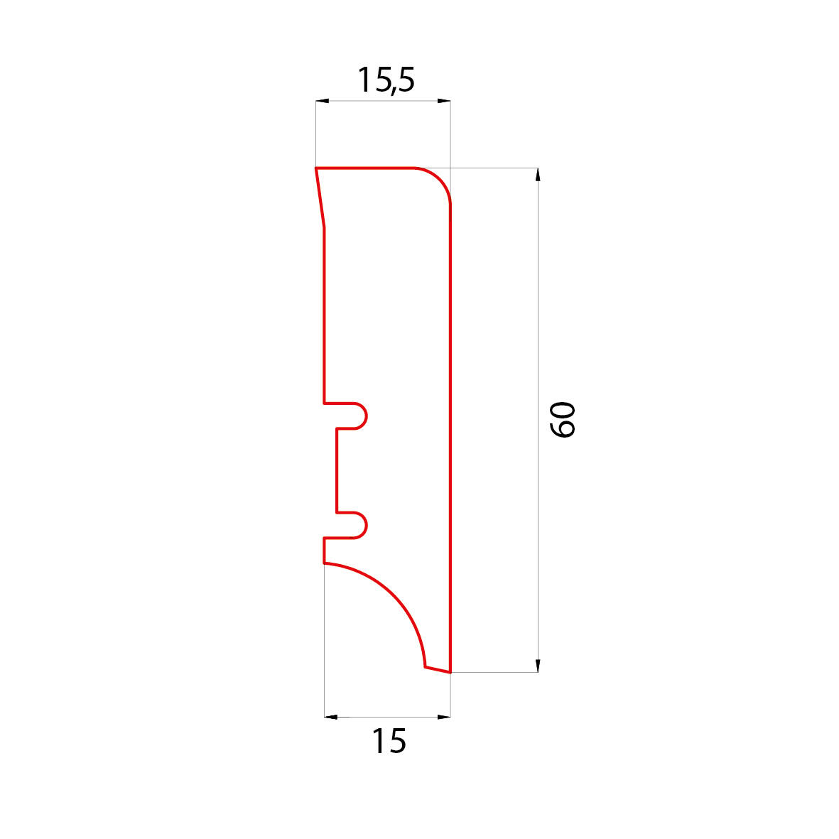 Listwa przypodłogowa folia P6P 2200x60x16 mm biała - 2