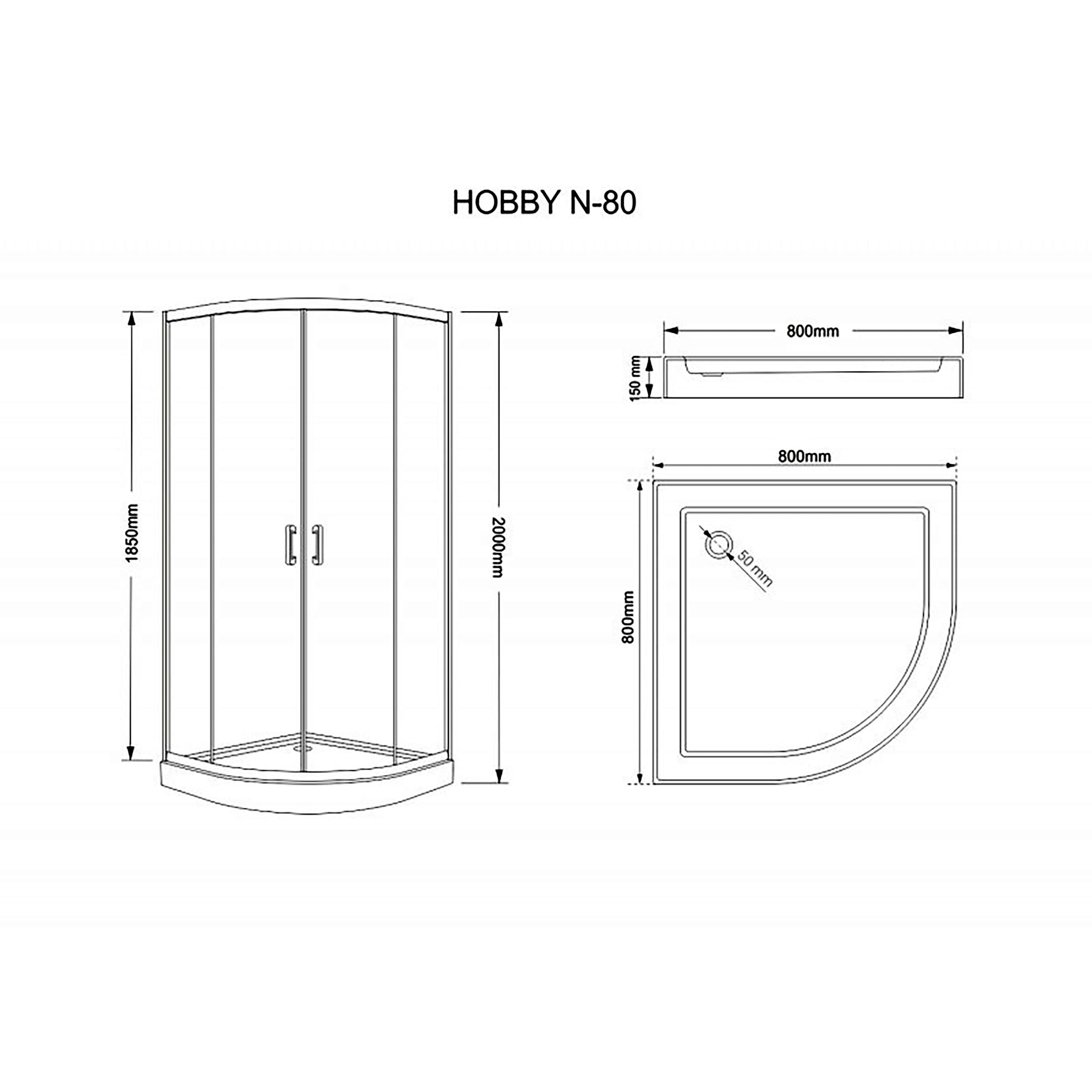 Kabina prysznicowa Kabi Hobby 80X80 cm HOBBY N80 - 3