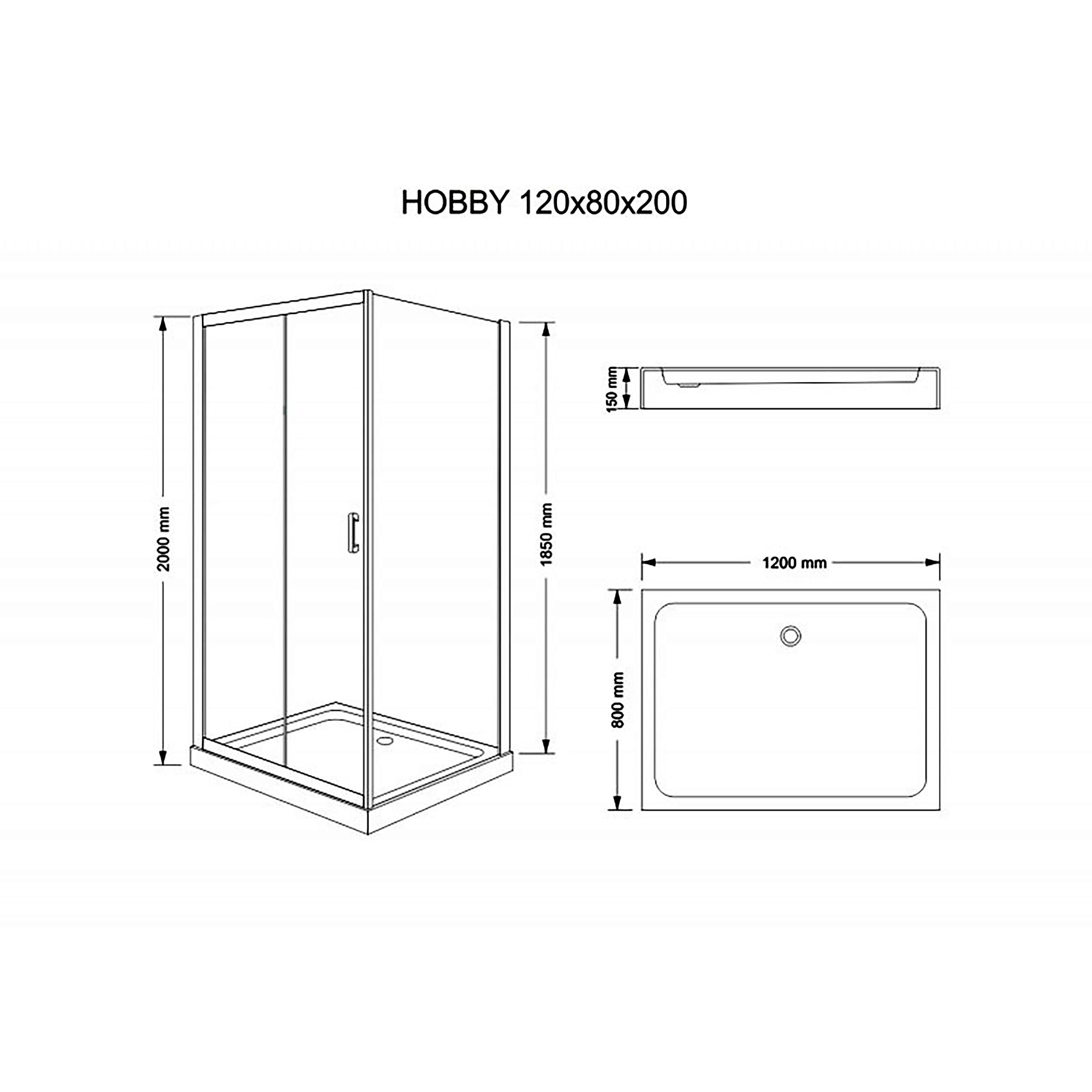 Kabina prysznicowa Kabi Hobby 120X80 cm HOBBY 120X80 BL - 2