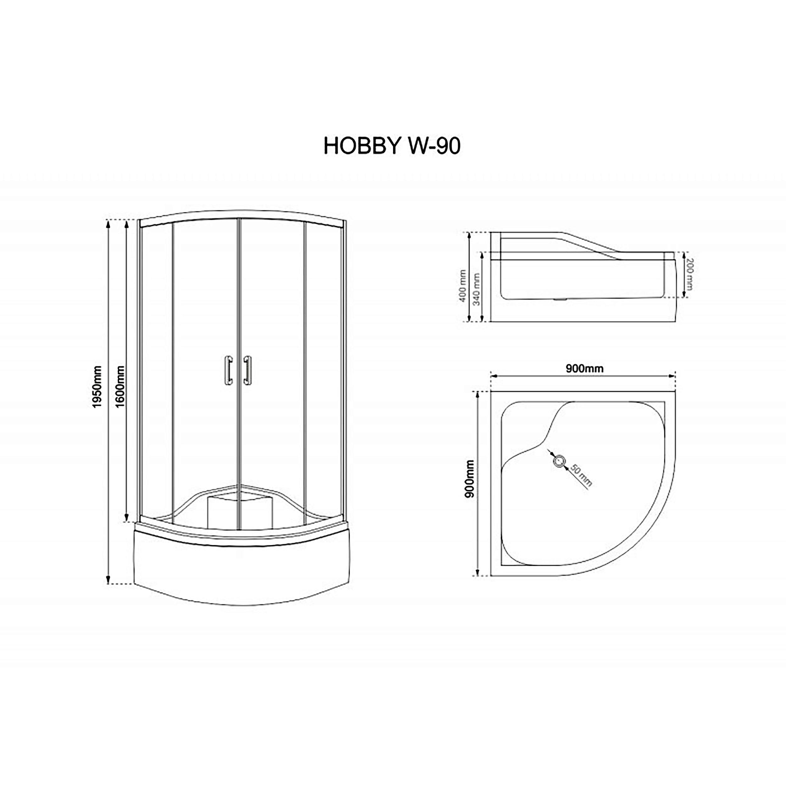 Kabina prysznicowa Kabi Hobby 90X90 cm HOBBY W90 - 3