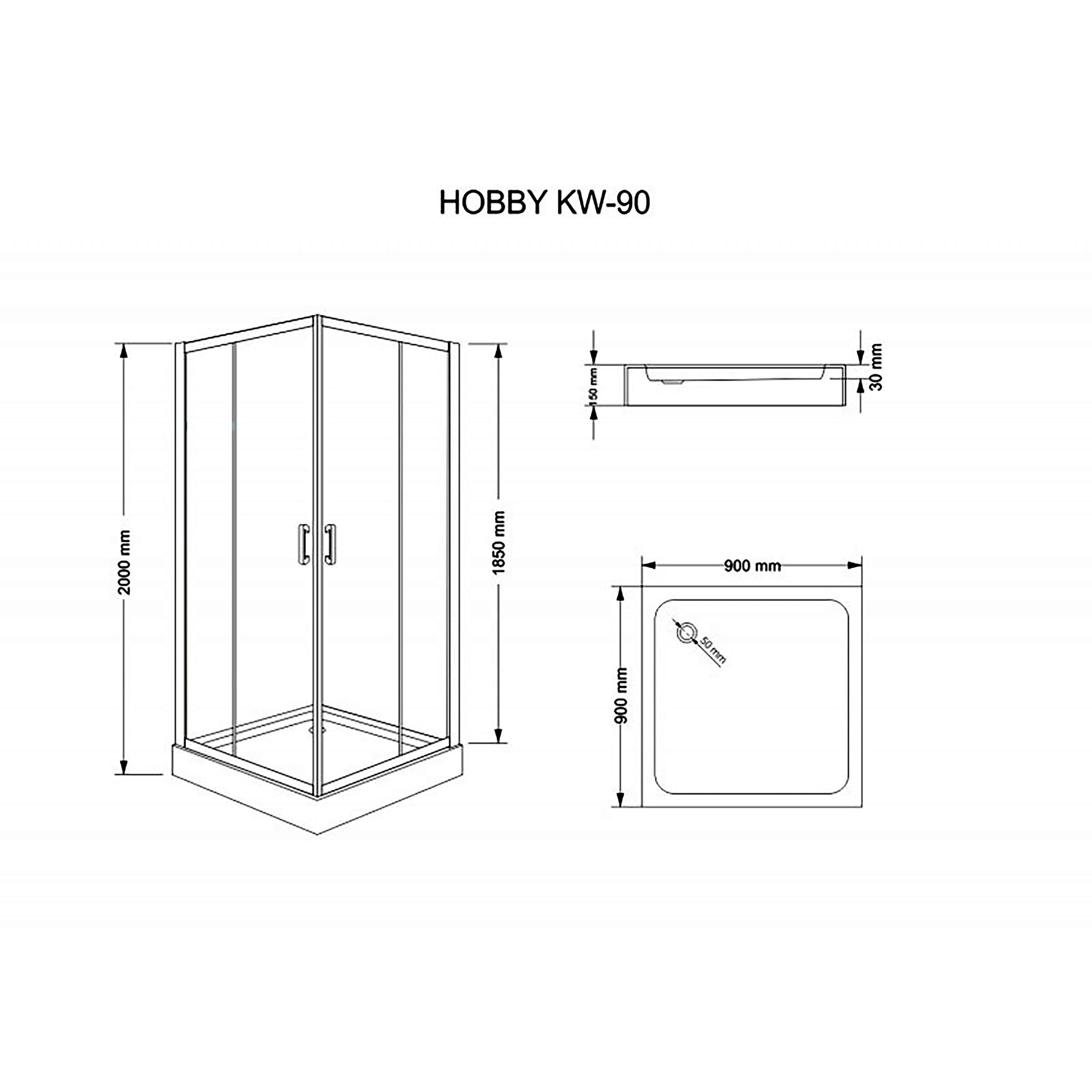 Kabina prysznicowa Kabi Hobby 90X90 cm HOBBY KW90 - 2