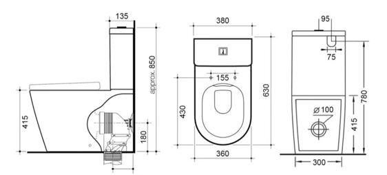 WC kompakt Aveeo Stad poziom biały - 3