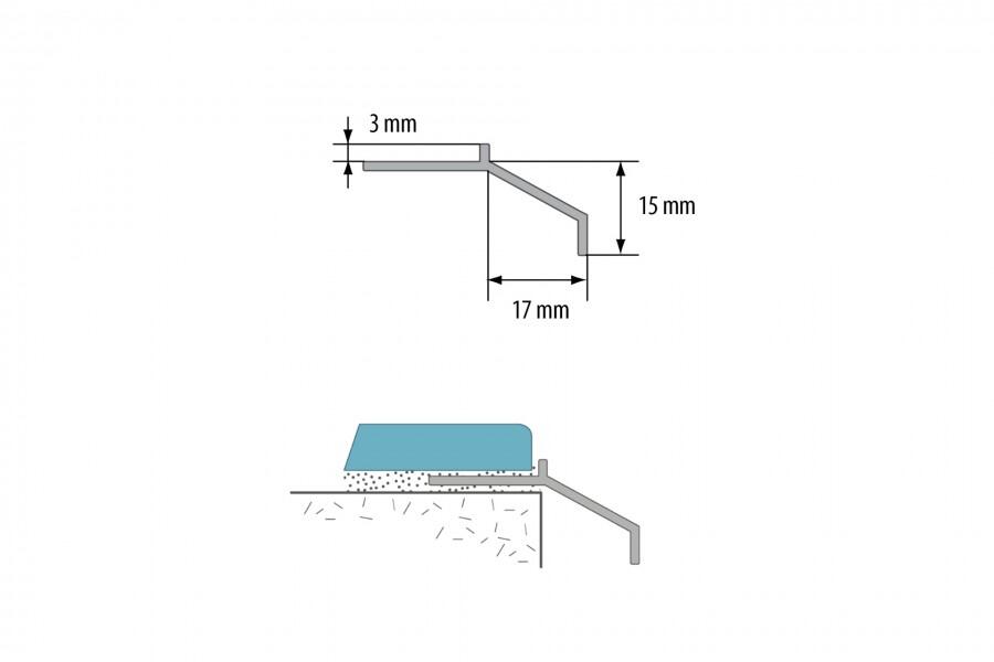 Profil balkonowy okapowy Aluminium surowe 250 cm Naturalny CEZAR - 3