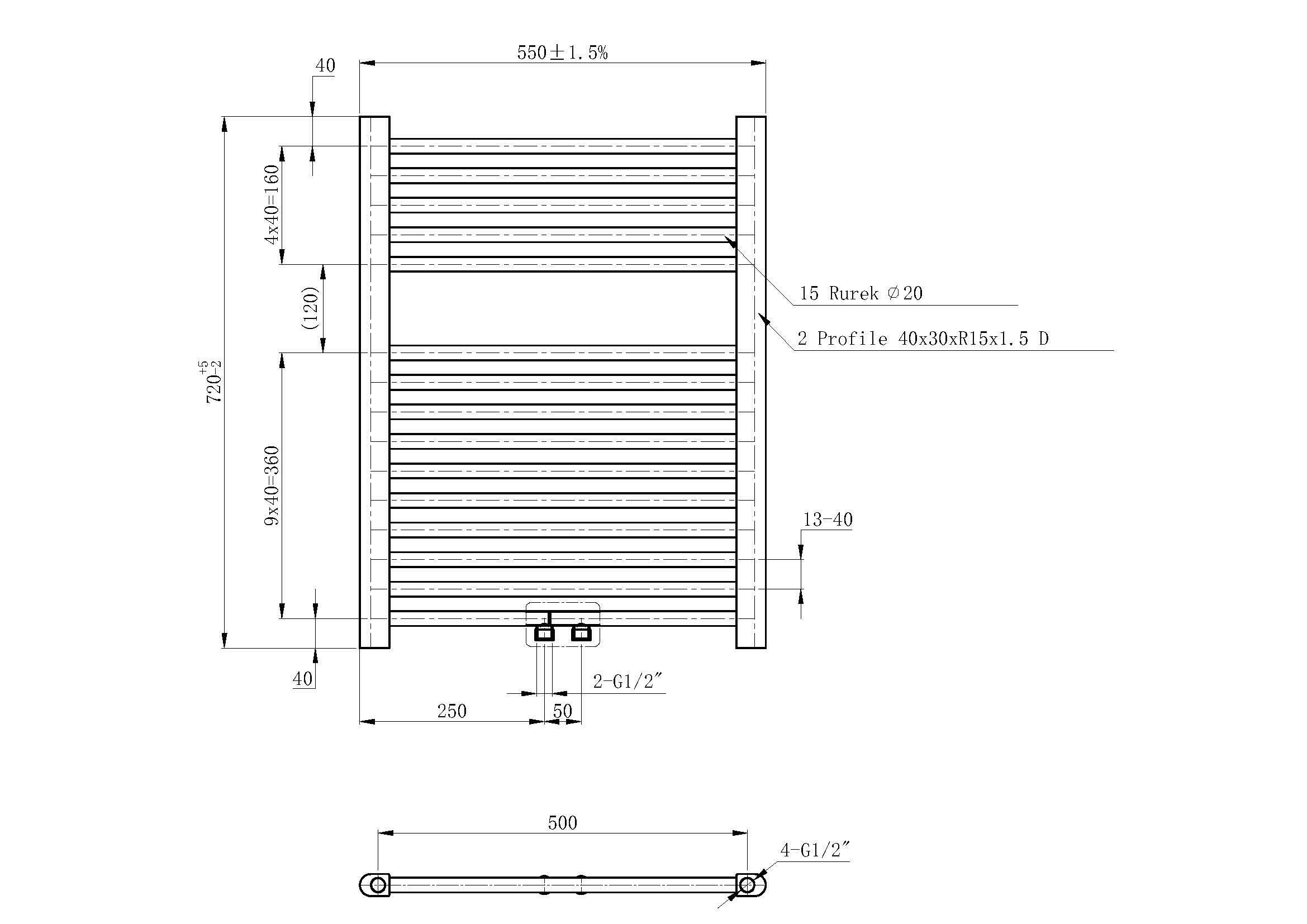 Grzejnik łazienkowy CARAT 720X550 320W biały - 4