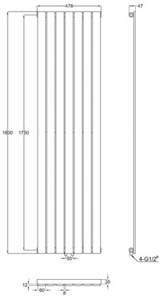 Grzejnik dekoracyjny PLATT 1800x476mm 738W czarny - 2