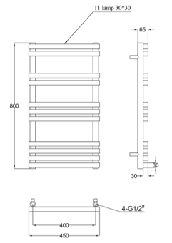 Grzejnik łazienkowy STEGE 800x450mm 380W biały - 2