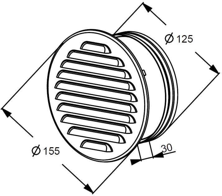 Kratka wentylacyjna metalowa fi 125 M11N nierdzewna - 2