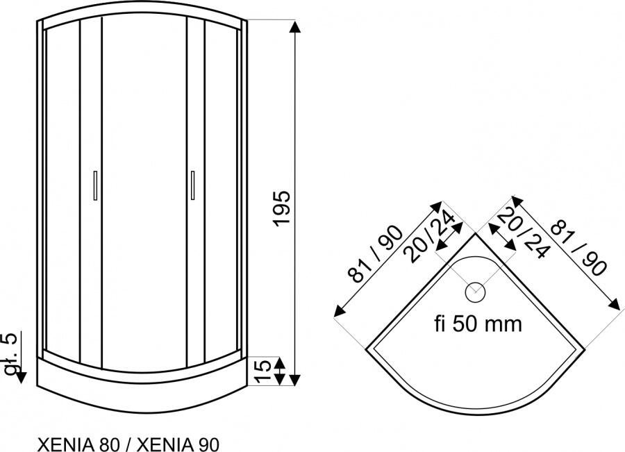 Kabina prysznicowa Kerra Xenia 90x90 z brodzikiem - 2
