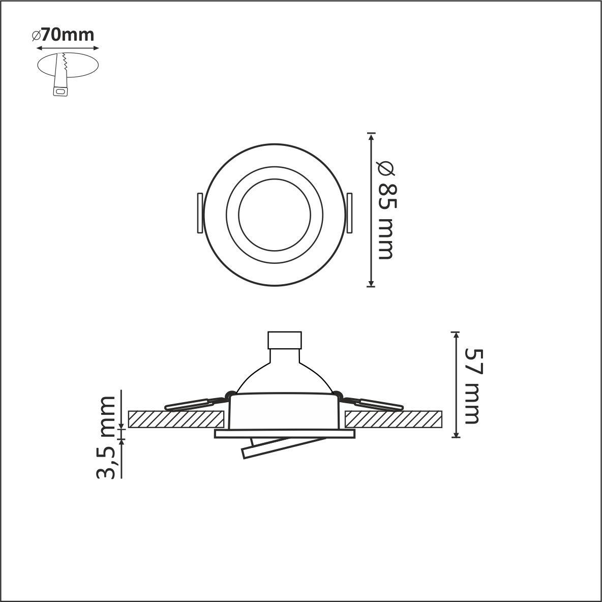 3x Oczko podtynkowe ruchome Sun LED GU10 250 lm czarne - 3