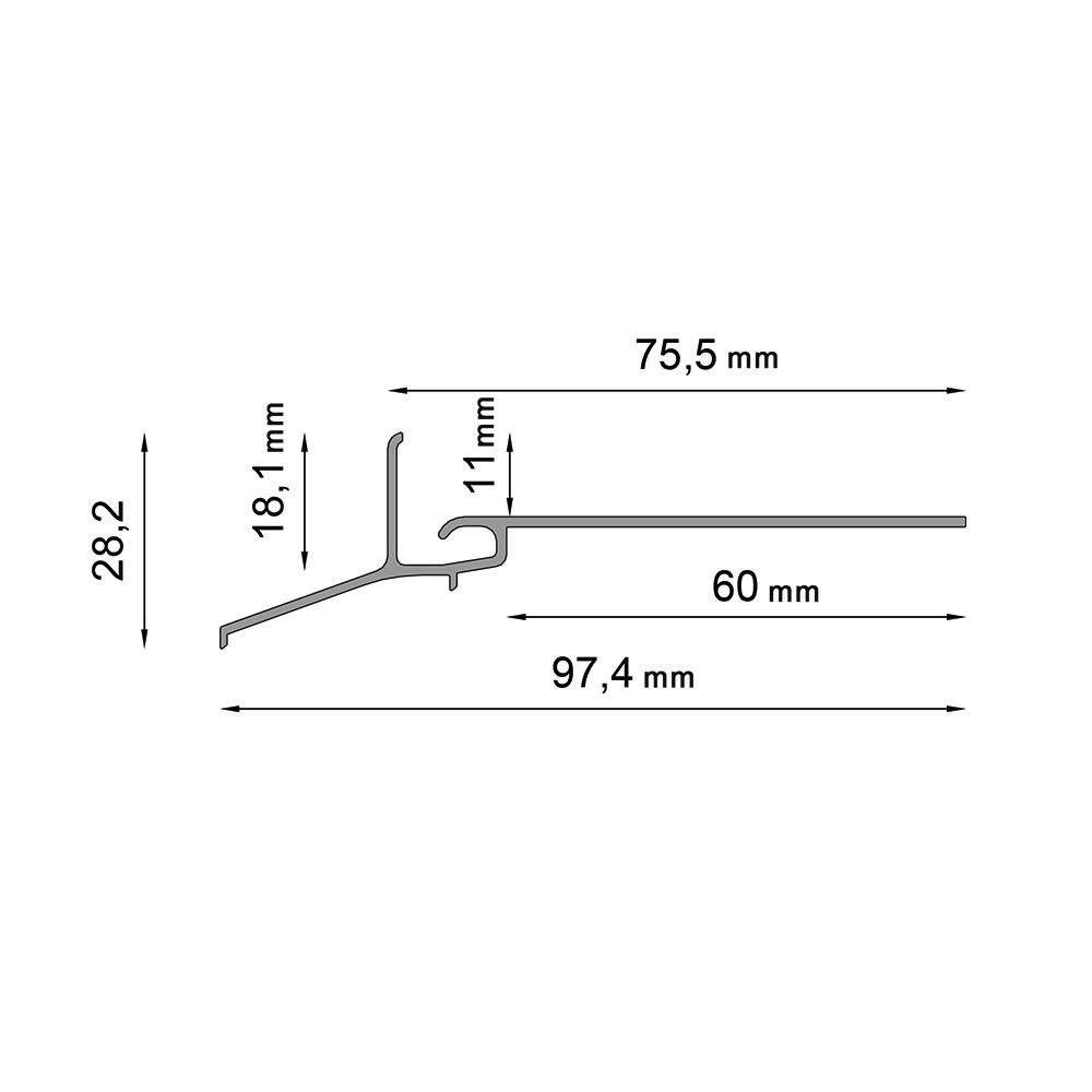 Profil okapowy Renoplast K102 z taśmą CLEVER 200 cm grafit - 2